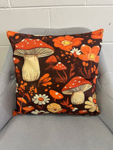 Brown Mushroom & Flower Pillow