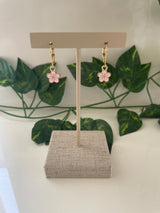 Gold Plated Small Baby Pink Flower Earrings