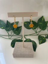 Gold Plated Small Orange Flower Earrings