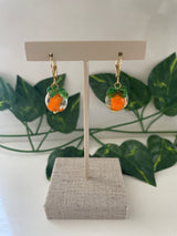 Gold Plated Glass Persimmon Earrings