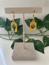 Gold Plated Cactus Outline Earrings