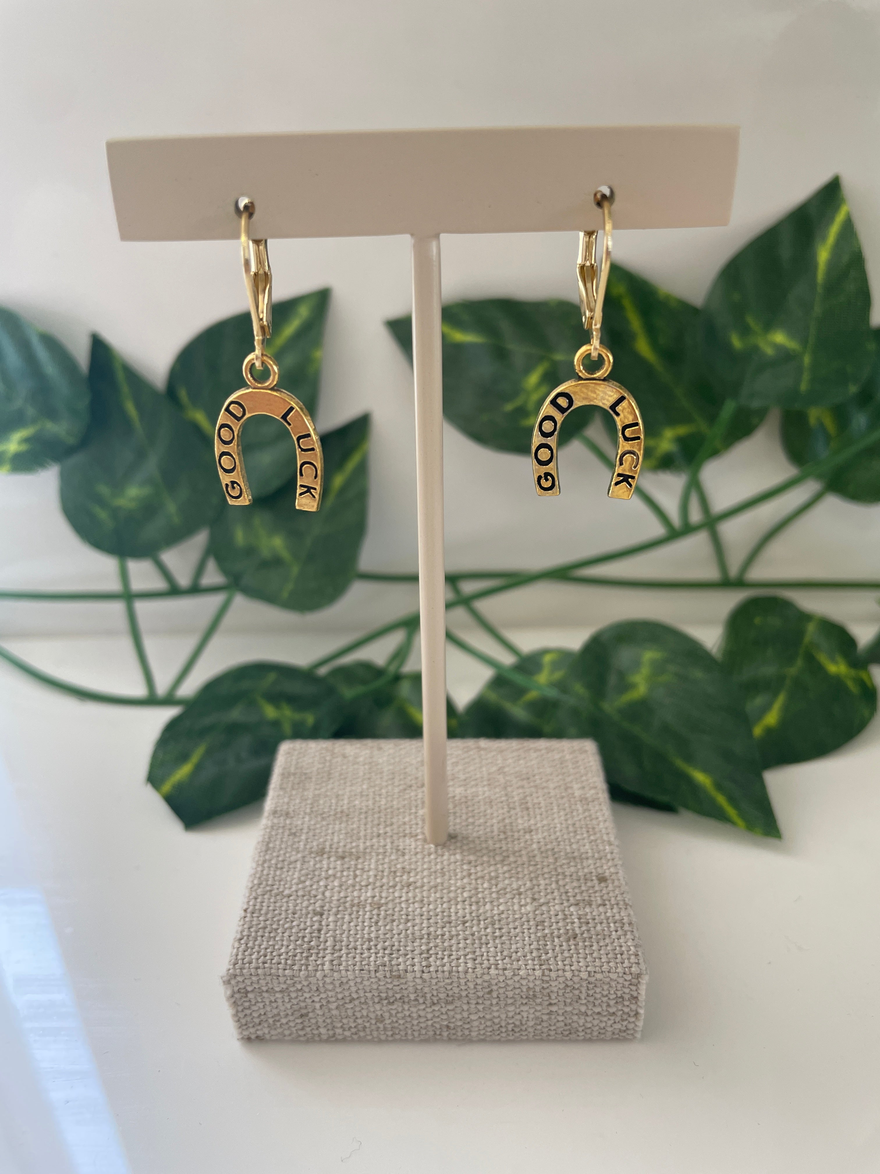 Gold Plated Good Luck Horseshoe Earrings