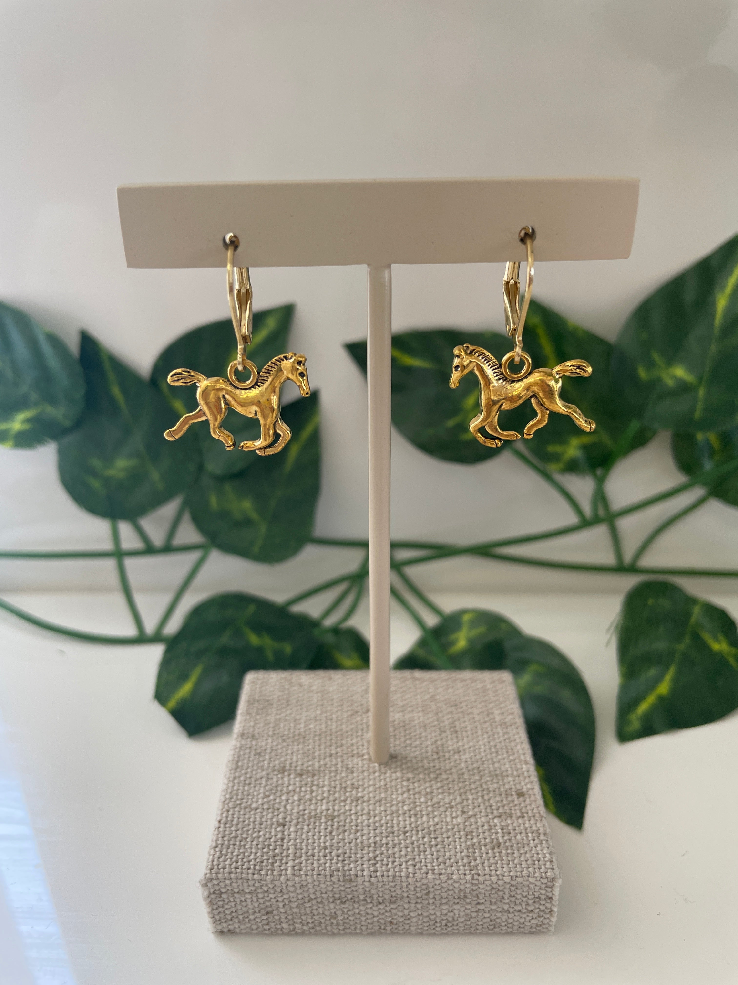 Gold Plated Horse Earrings