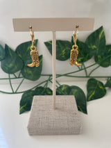 Gold Plated Cowboy Boots Earrings