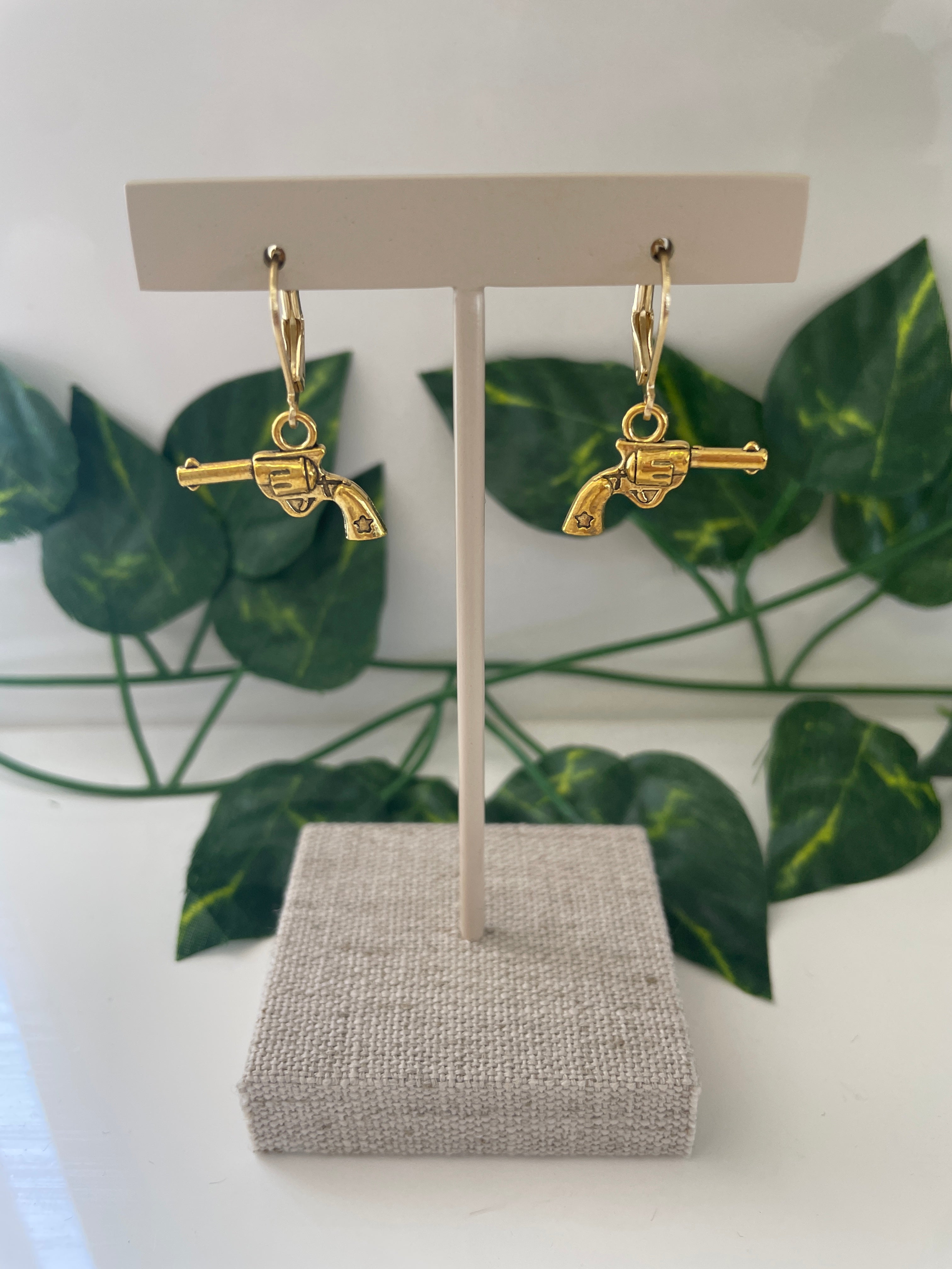 Gold Plated Small Pistol Earrings