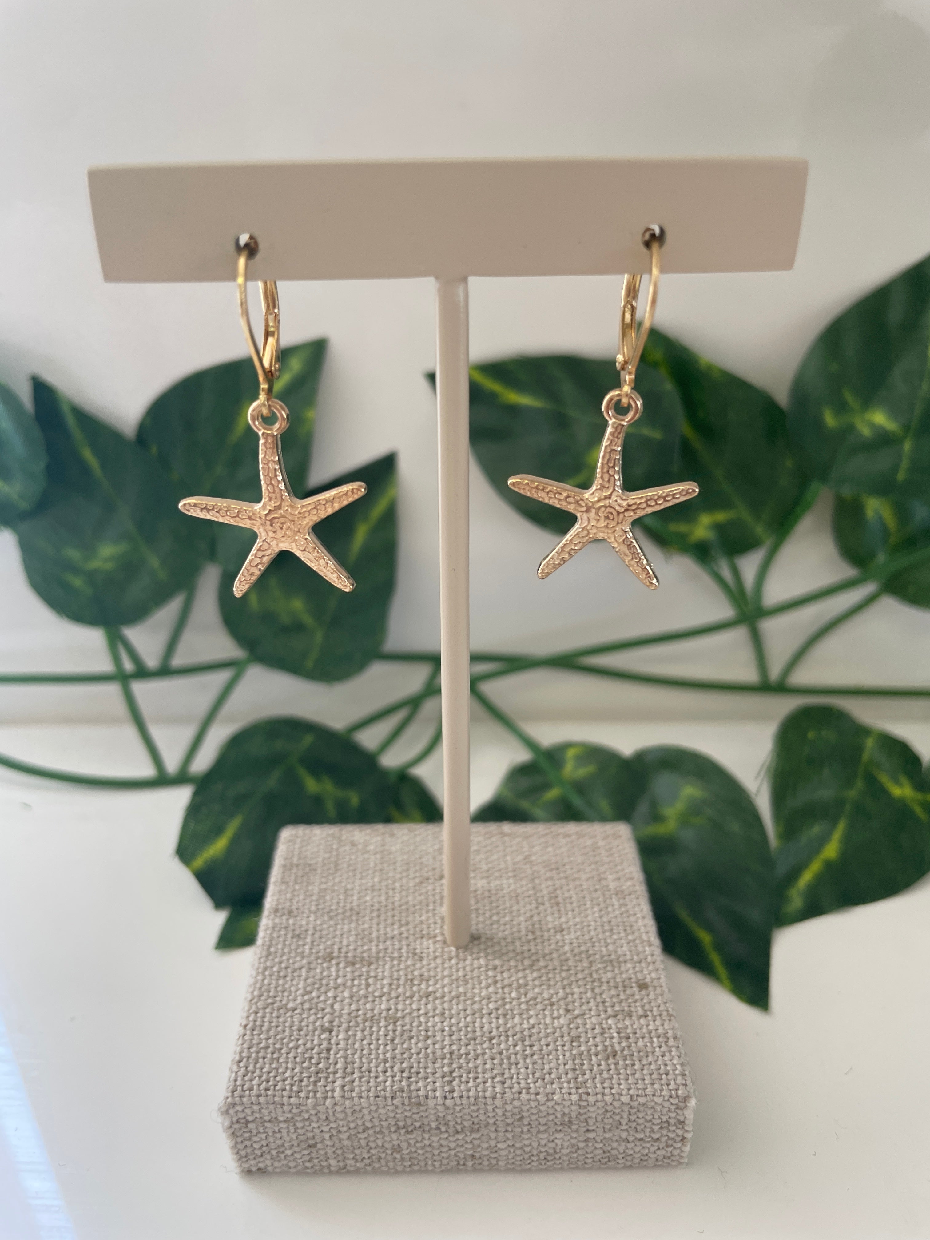 Gold Plated Large Starfish Earrings